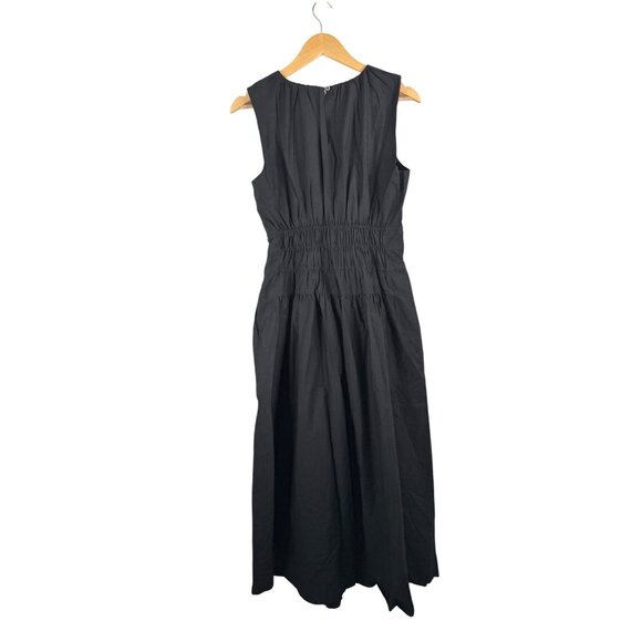 J. Crew Hyacinth Dress In Cotton Poplin black ruched money sz XXSP - Picture 2 of 6
